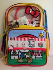 Sanrio Hello Kitty Girls 4-Piece 17" Backpack Set Lunch Bag Headphones Dangle