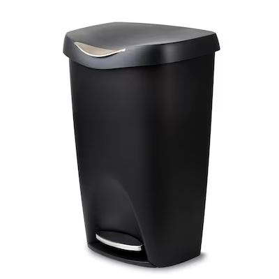 moxie 13 gallon black plastic indoor kitchen step trash can