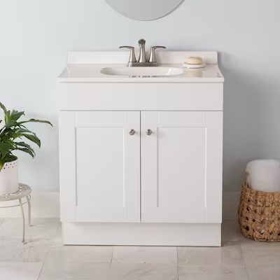 Project Source Dover 30-in True White Single Sink Bathroom Vanity with White Cultured