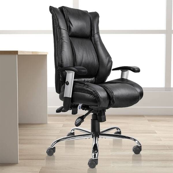 Office Chair Ergonomic Computer Bonded Leather Adjustable Desk Chair, Swivel Comfortable Rolling, Bl
