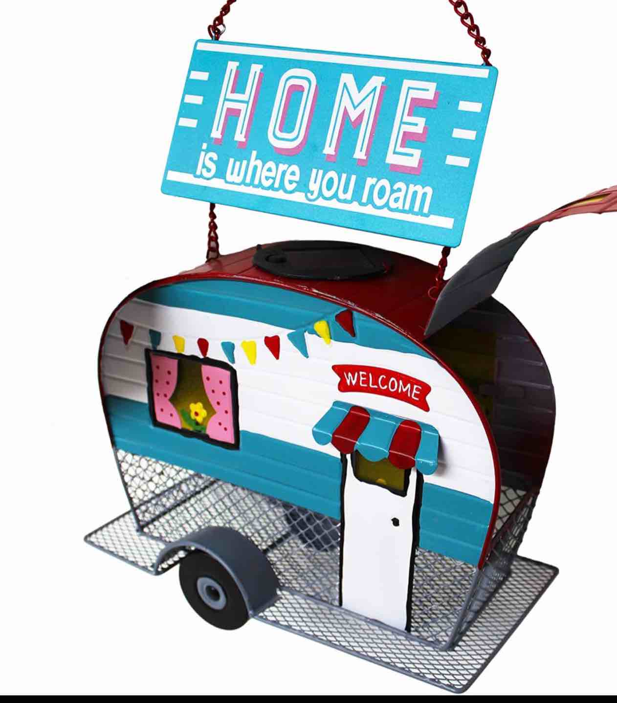 Home Craft Expressions 74897 Colorful and Festive Solar Camper Light-up Bird Feeder for Outdoors - Decoration with LED Lights Feeder That Attracts Variety of Wild Birds