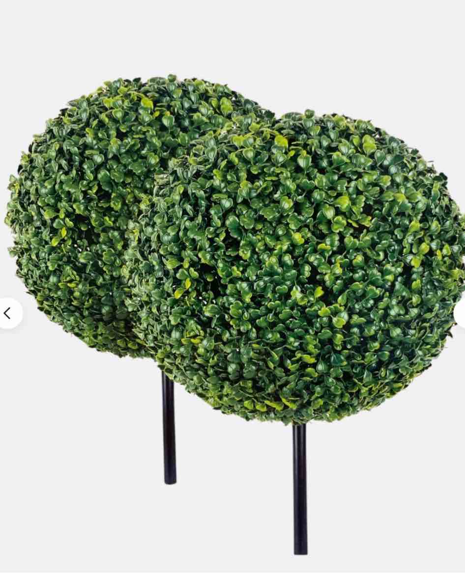  LCG Florals 2-Pack 15" Premium Decorative Artificial 15" Boxwood Balls