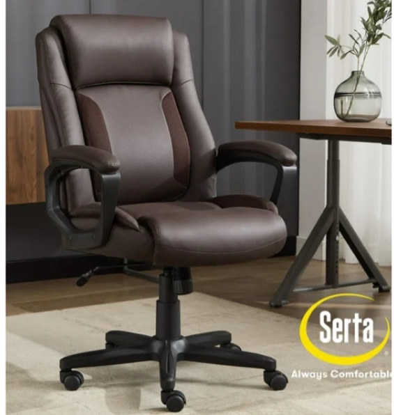  Serta Mid-Back Office Chair With Mesh Accents And Memory Foam
