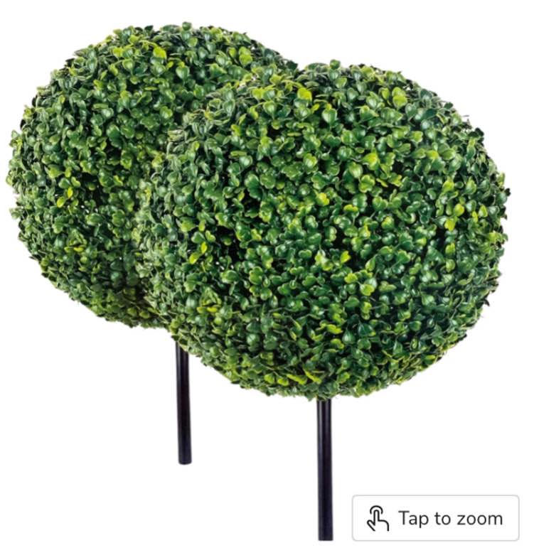  LCG Florals 2-Pack 15" Premium Decorative Artificial 15" Boxwood Balls