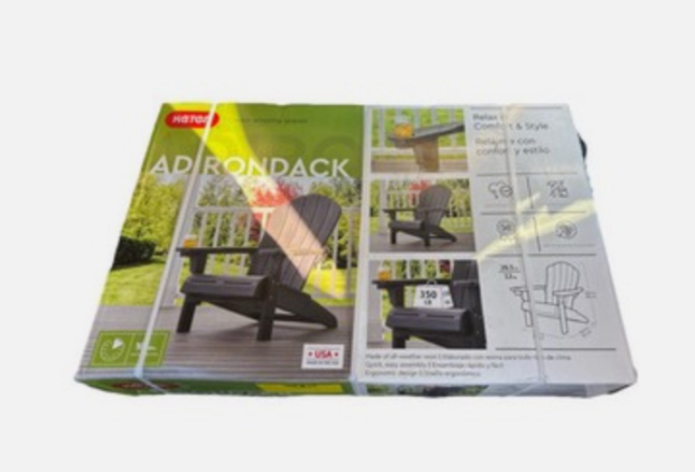  keter everest adirondack chair w/ cupholder, graphite gray, 31.9"lx36.6"wx38.6"h