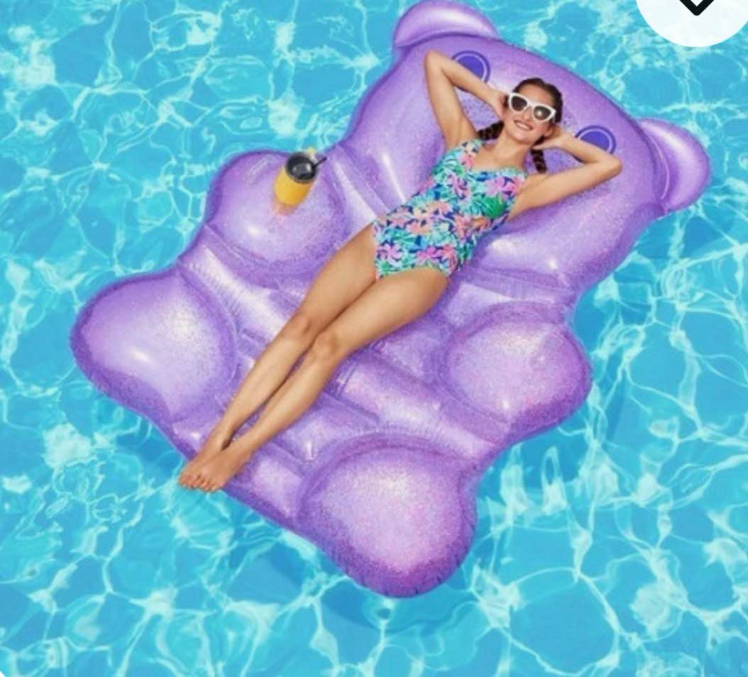  member's mark oversized inflatable float for pool, purple bear over 5.5 feet