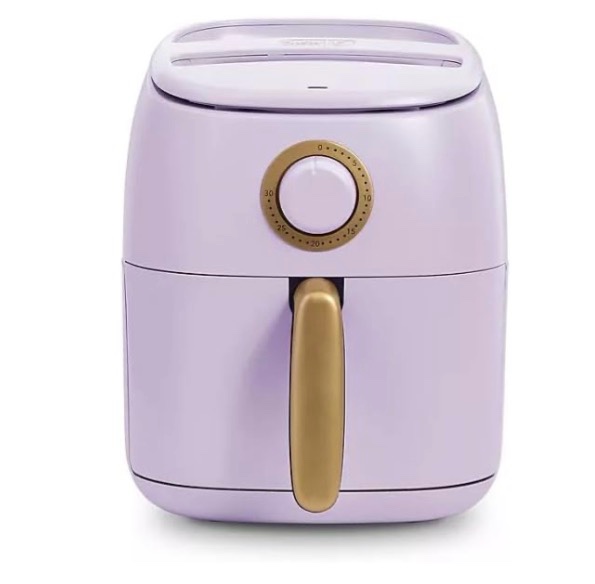  daash ceramic tasti-crisp express air fryer 2.6qt, oil-free cooking, adjustable timer, non-stick ceramic coating, compact size for small kitchens, fast heating for fries, chicken (lavender)