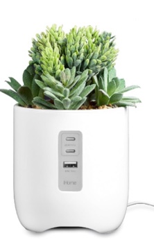 ihome powerplant charging station, faux succulent with usb charging station for iphone, android, and more – white (ipp45)