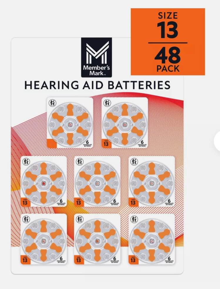  Member's Mark Hearing Aid Batteries, Size 13, Orange Tab, 48 Count