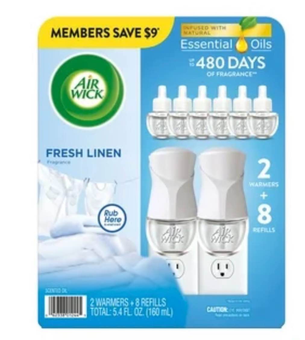  Air Wick Scented Oil Air Freshener, Fresh Linen, 9 refills 