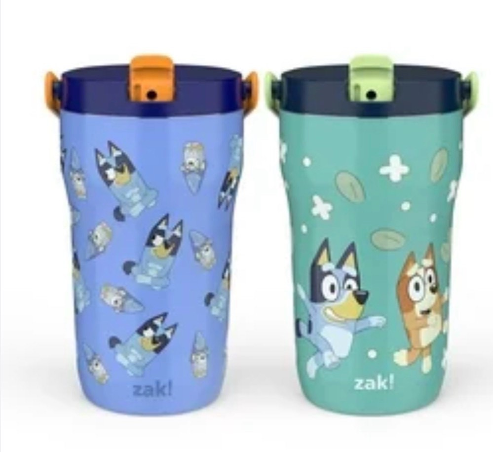 zak designs 12-oz. stainless steel double-wall tumbler for kids with straw, 2-piece