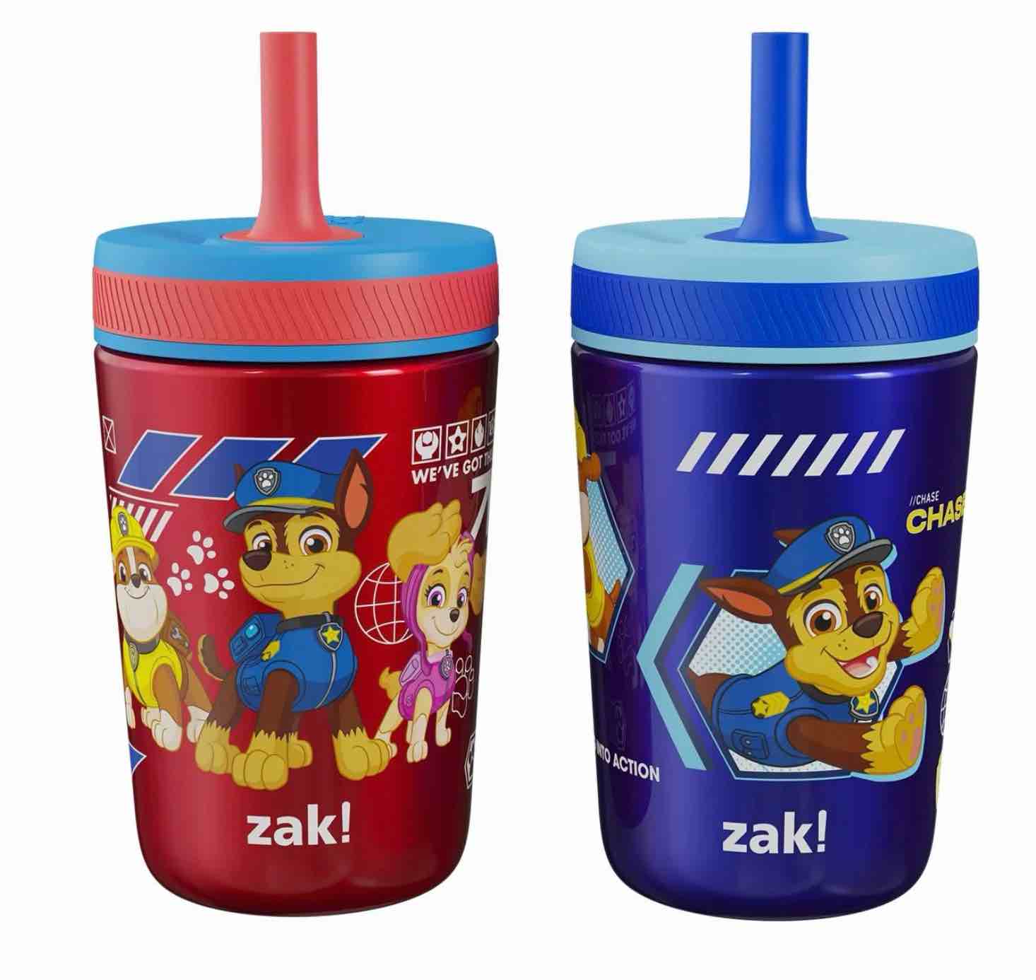 zak designs 12-oz. stainless steel double-wall tumbler for kids with straw, 2-piece set, choose character