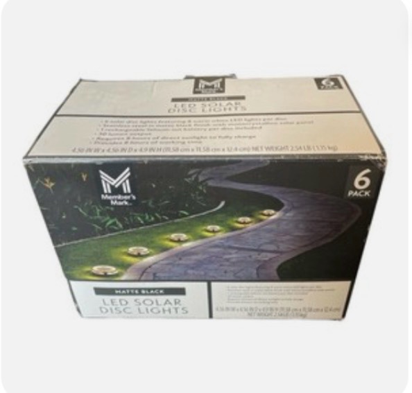 (incomplete missing pieces) Member's Mark 6-Piece LED Solar Disc Lights - 30 Lumens Open Box NEW