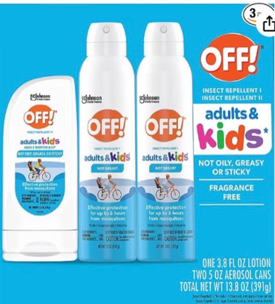  OFF Adults & Kids 3PACK (2 5.0 OZ and 1 3.8 OZ Lotion) NOT Oily O,Greasy OR Sticky Fragrance
