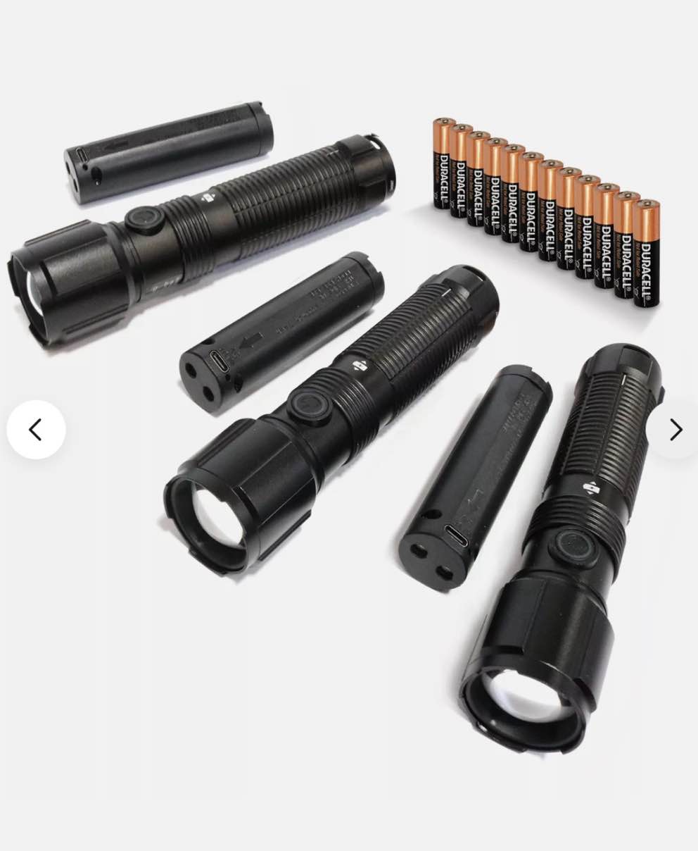 (incomplete 2 pieces only) Member’s Mark 3PC 1700 Lumen Dual Power LED Flashlight Set - Rechargeable & AAA