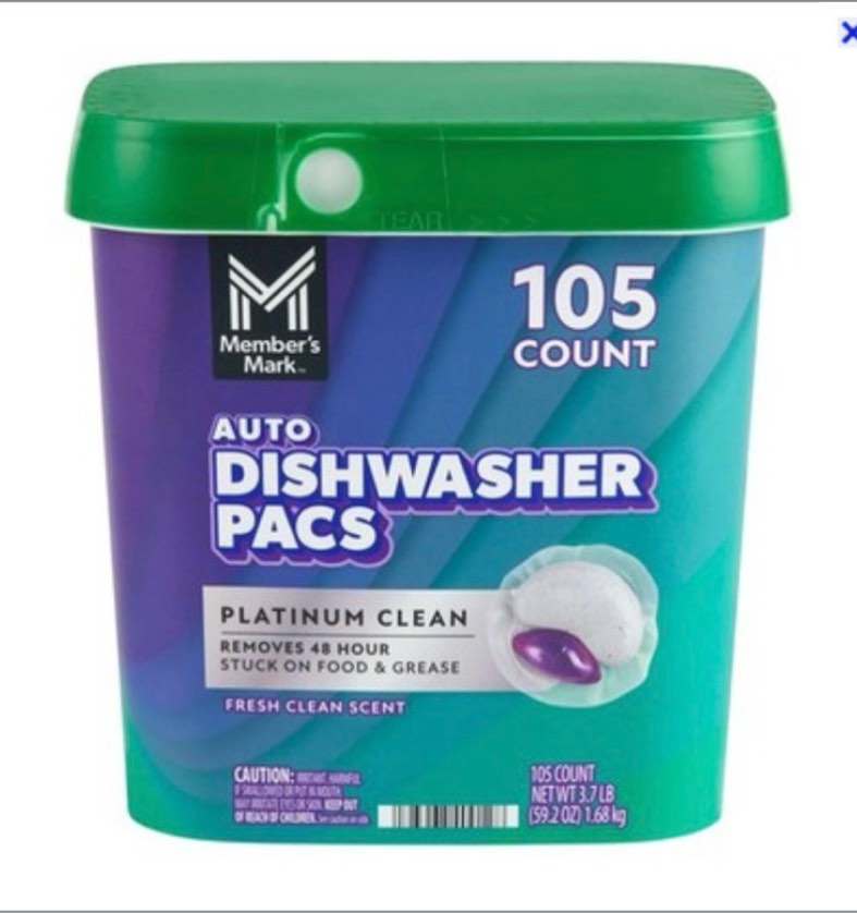 Member's Mark Platinum Clean Automatic Dishwasher Pacs, Fresh Clean, 105 Count