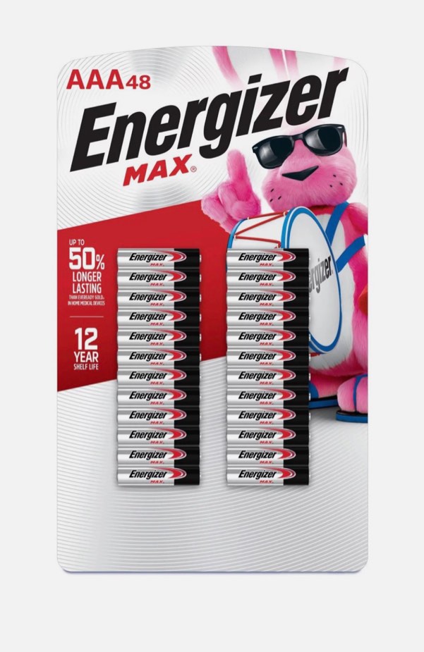 energizer max alkaline aaa batteries (pack of 48)