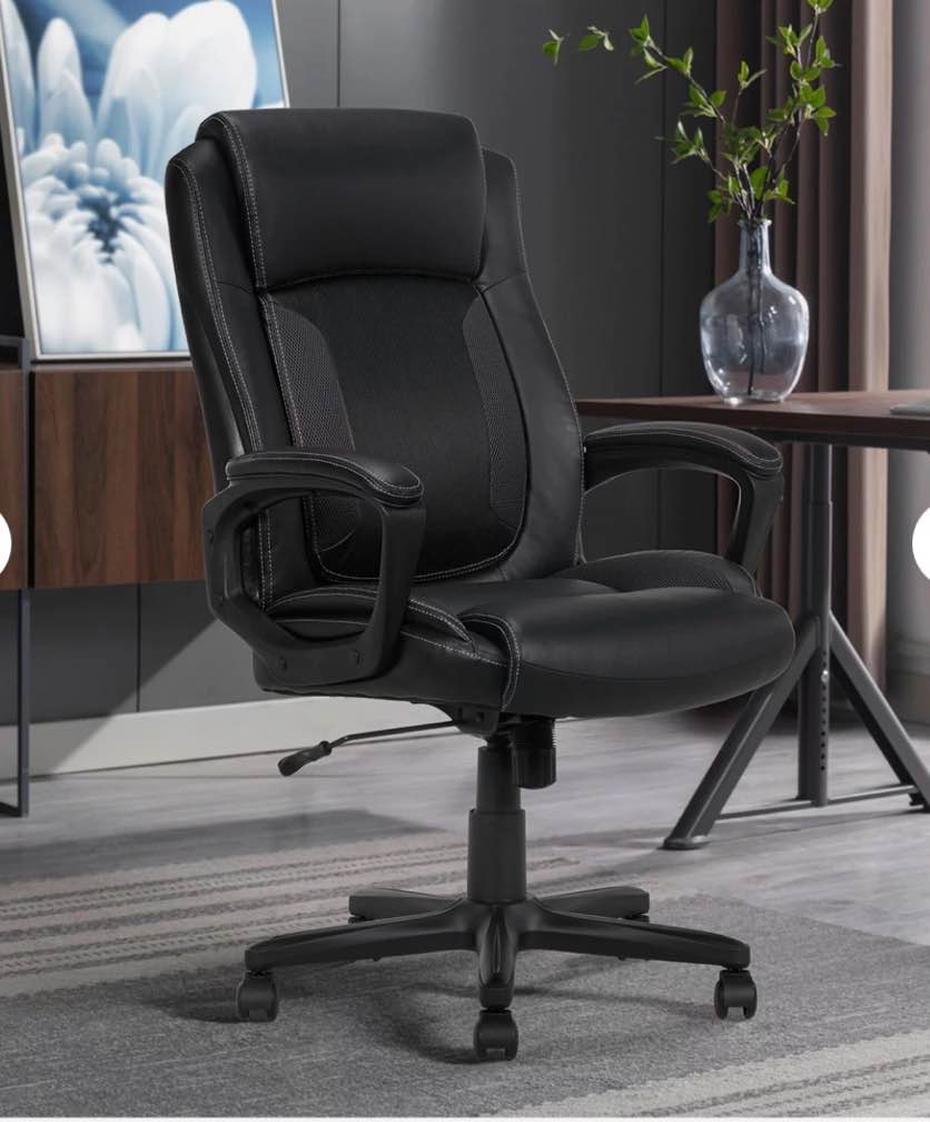  Serta Mid-Back Office Chair With Mesh Accents And Memory Foam, Black