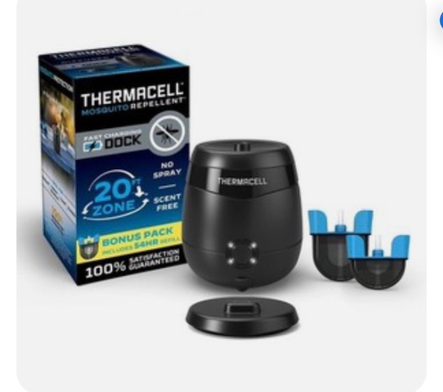 thermacell e65 rechargeable mosquito repeller + fast charging dock 2 cartridges