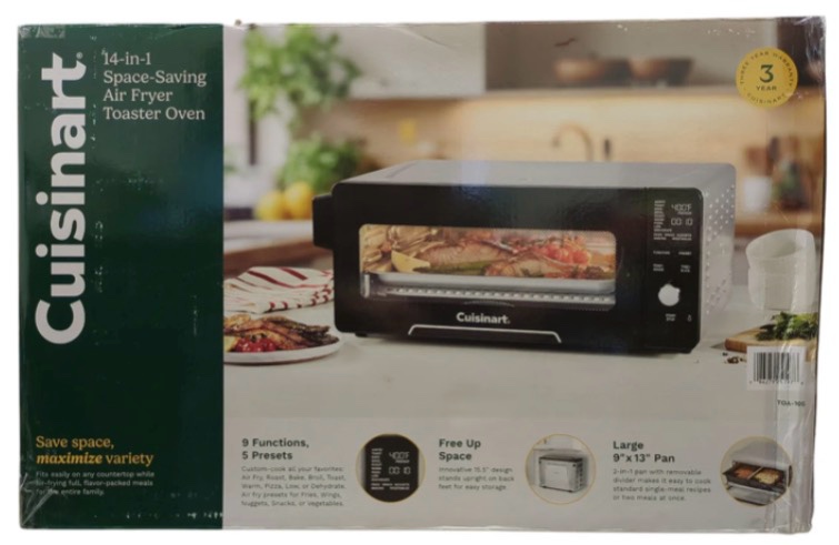 cuisinart 14-in-1 space-saving digital air fryer oven, toa-105