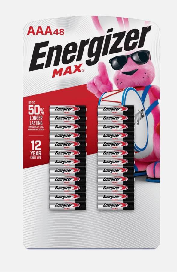  energizer max alkaline aaa batteries (pack of 48)