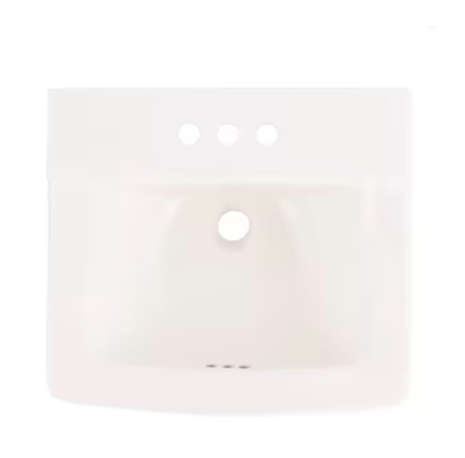  Project Source Riverstone Vitreous China 17.32-in Wall-mount Square Traditional White Bathroom Sink
