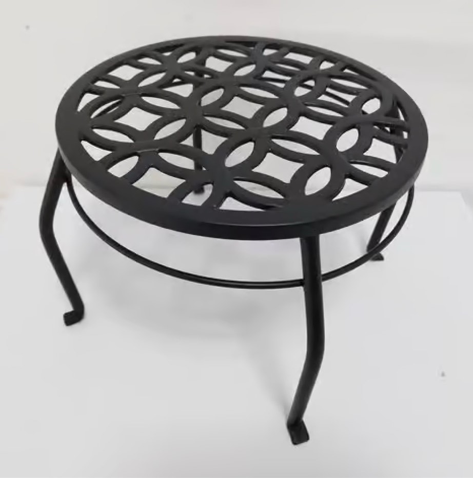 living accents 9 in. h black cast iron plant stand