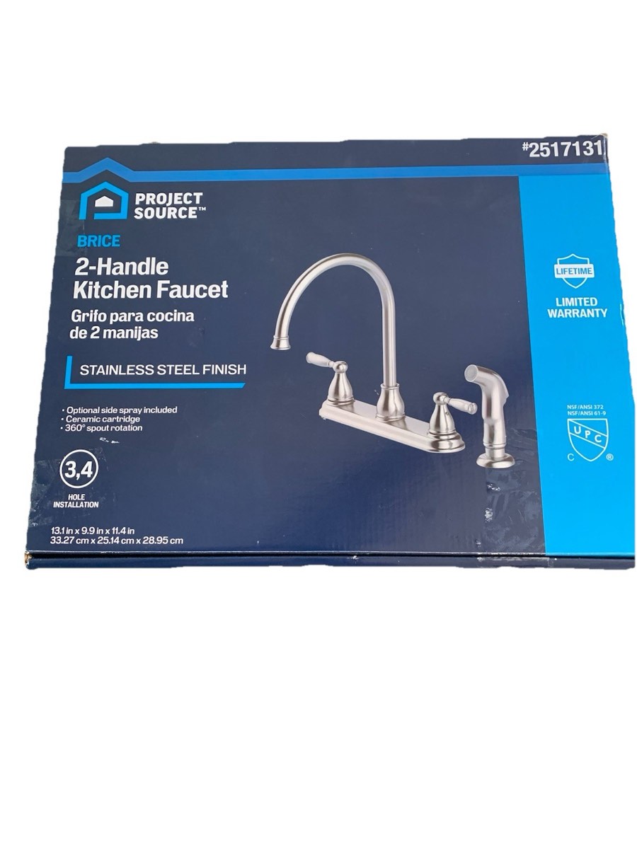 Project Source 2 Handle Pull-Down Kitchen Faucet Stainless Steel Finish BRICE