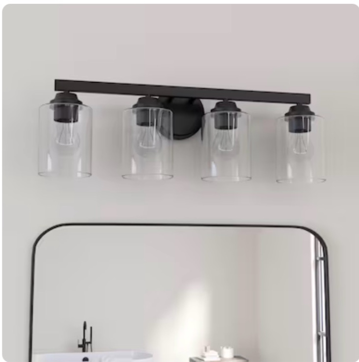 allen + roth Emeryson 24.5-in 4 -Light Matte Black Transitional Vanity light