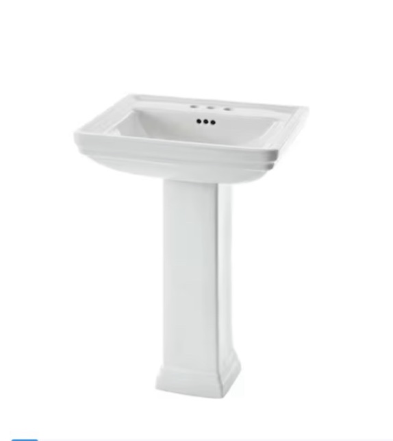  allen + roth Tiverton Vitreous china Transitional White Pedestal Sink Combo ( 18.74-in x 22.0-in x 33.6-in