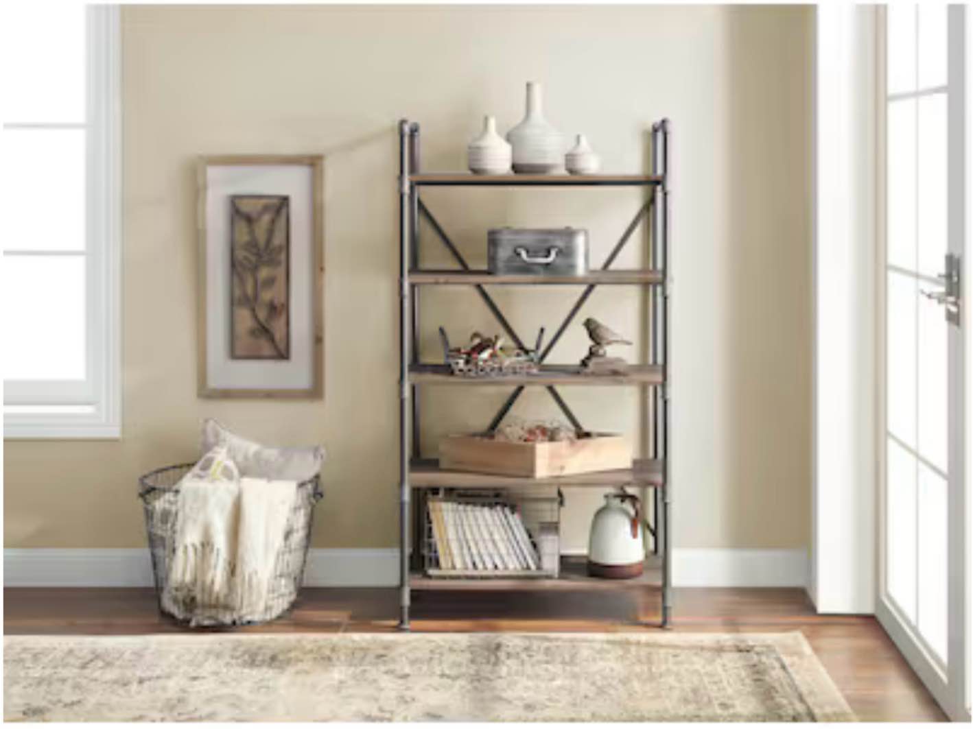  allen + roth Distressed brown Metal 5 -Shelf Bookcase ( 31.5-in W x 60-in H x 17.75-in D )