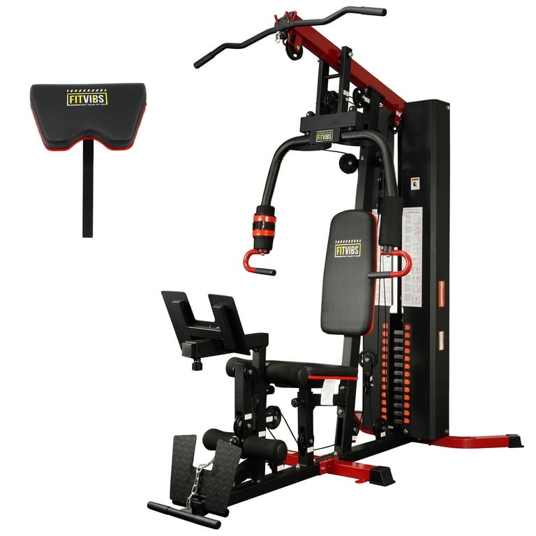 (Incomplete Set, Only 2 Boxes of 6) Fitvids LX770 Multifunctional Full Home Gym System Workout Station with 160 Lbs Weight Stack, One Station with Leg Training Pedal, Comes with Installation Instruction Video, Ships in 6 Boxes