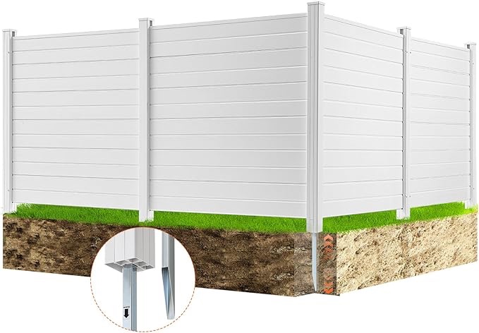 vevor outdoor privacy screens, 50" w x 50" h air conditioner fence, pool equipment enclosure, horizontal vinyl privacy fence, perfect to enclose trash can and a/c units (4-panel)