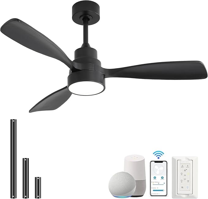 Harbor Breeze Sail Stream 52-in Brushed Nickel Flush Mount Indoor Ceiling Fan with Light Kit and Remote (3-Blade) Brand: HARBOR black 