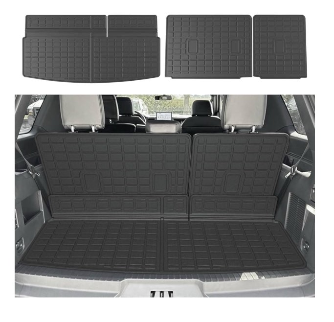 powoq Trunk Mat Compatible with 2018-2024 Ford Expedition/Lincoln Navigator 3rd Backrest Mat Replacement for 2018-2024 Ford Expedition Accessories(Trunk Mat+3rd Row Backrest Mat)