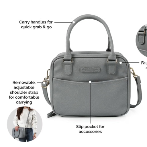 Veronica Jamison Hampton Faux Leather Lunch Tote by Arctic Zone, Lunch Bag with Food Storage & Ice Pack