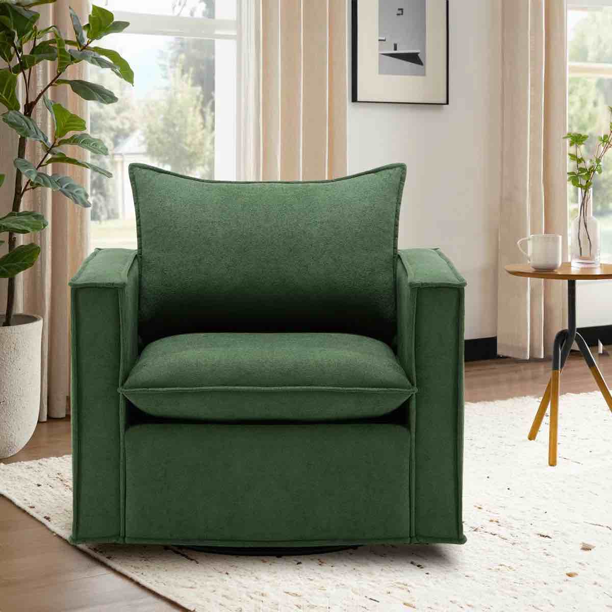 louretha 34 wide fabric upholstered swivel Armchair Green