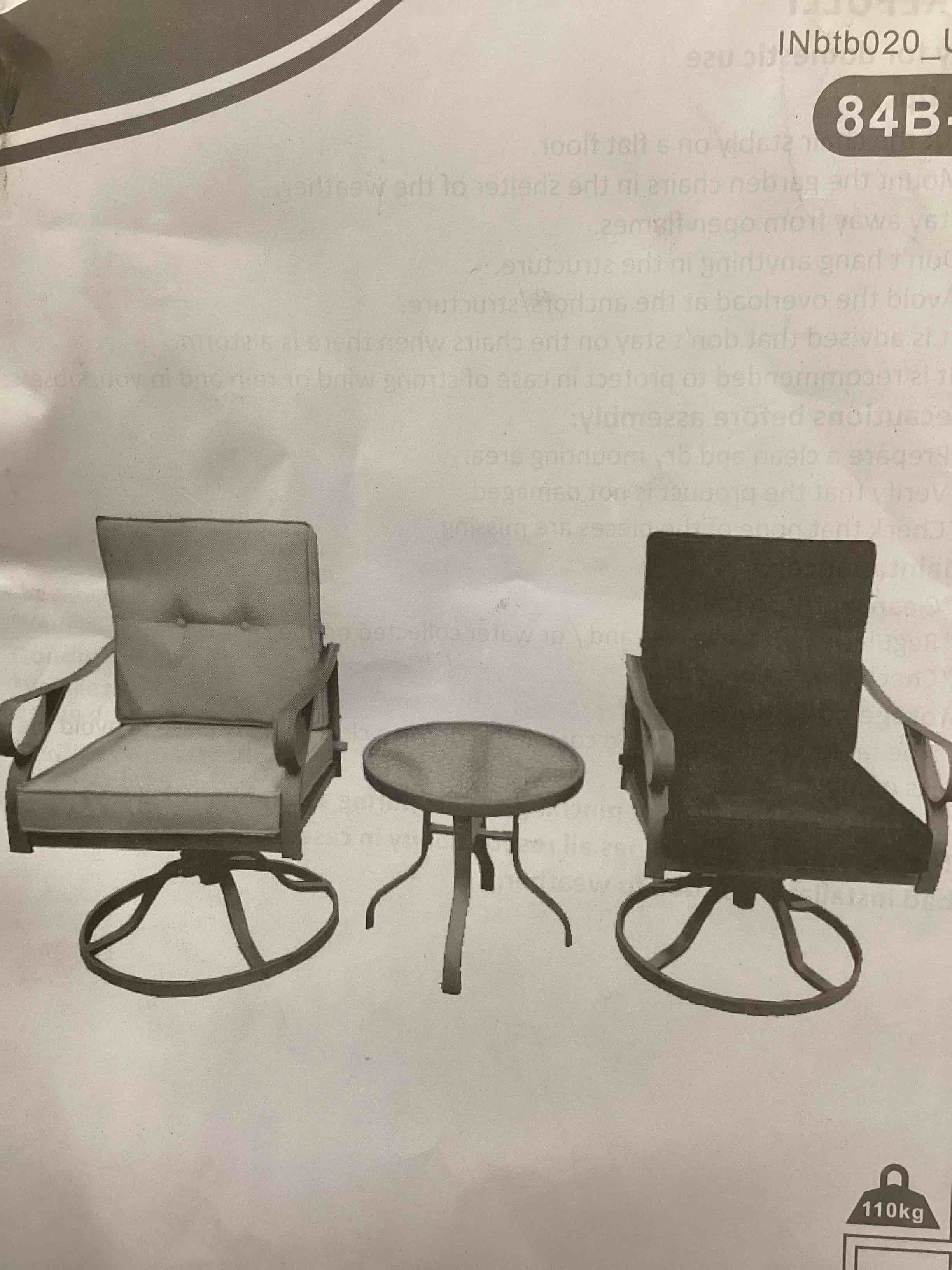 Chairs with cushions for blue patio color (incomplete)