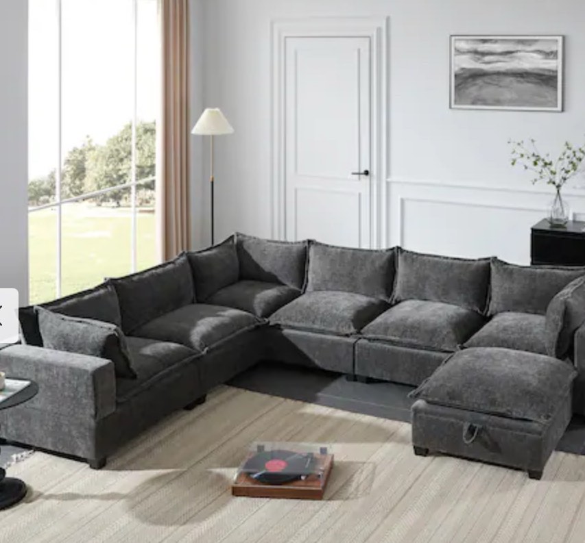 ( incomplete 3 box of  7, missing box 1/7,3/7,4/7,7/7 .)Modular Sectional Sofa with Movable Storage Ottoman by Harper&Bright Designs (color Grey )