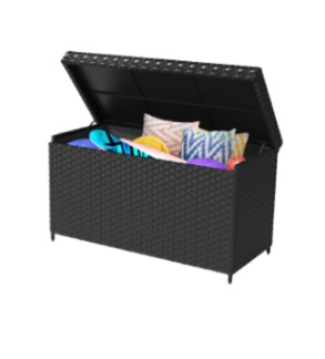 wicker deck box 230 gallon black color ( complete)