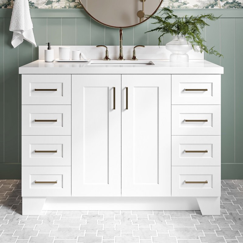 Freitas 48 solid wood single bathroom vanity with 1.5 white 