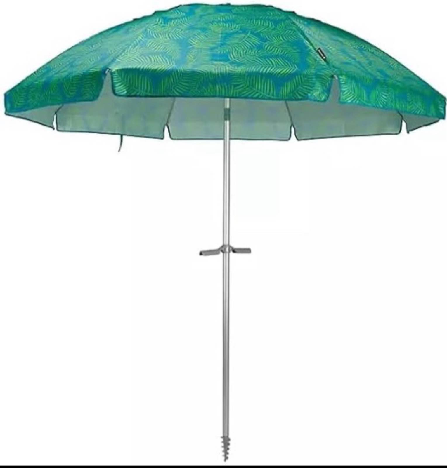 Member's Mark 8-Foot Beach Umbrella, Palm Leaf Pattern, Turquoise Green