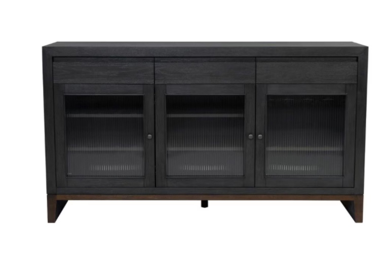 Flexsteel Waterfall 3-Drawer Buffet in Deep Ebony and Dark Brown