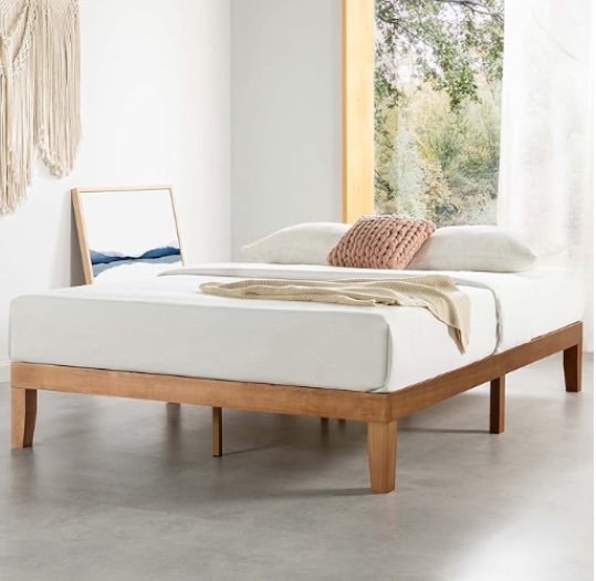 Mellow Naturalista Classic - 12 Inch Solid Wood Platform Bed with Wooden Slats, No Box Spring Needed, Easy Assembly, Full, Natural Pine( complete)