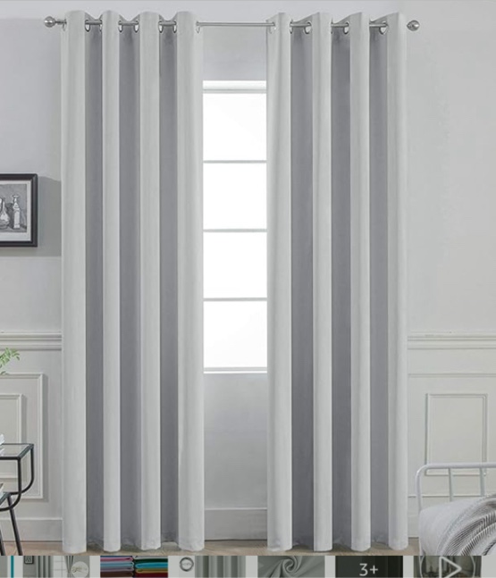 Yakamok Soft and Smooth Blackout Curtains for Bedroom - Grommet Thermal Insulated Room Darkening Curtains for Living Room, Set of 2 Panels (Light Grey)