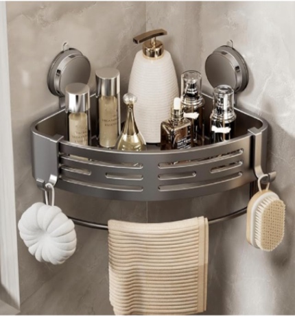 corner shower caddy suction cup shower shelf corner Grey color (2 pieces)