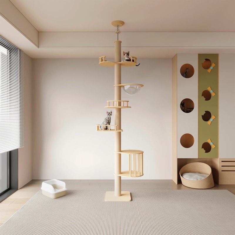 Floor to ceiling cat tree tower adjustable height multi - level with