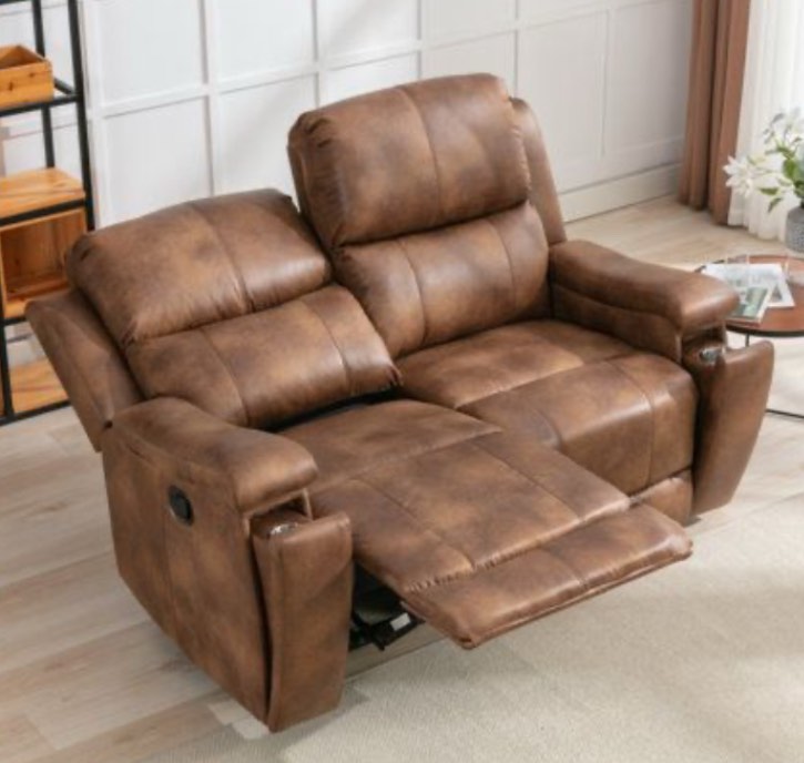 llkeston 61 wide vegan leather manual reclining loveseat sofa( brown)
