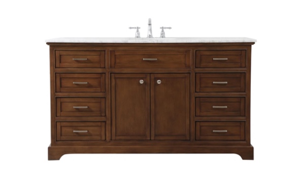 Hermes 60'' Single Bathroom Vanity with Marble Top( Teak color) size W60”D21.5”H35”( complete)