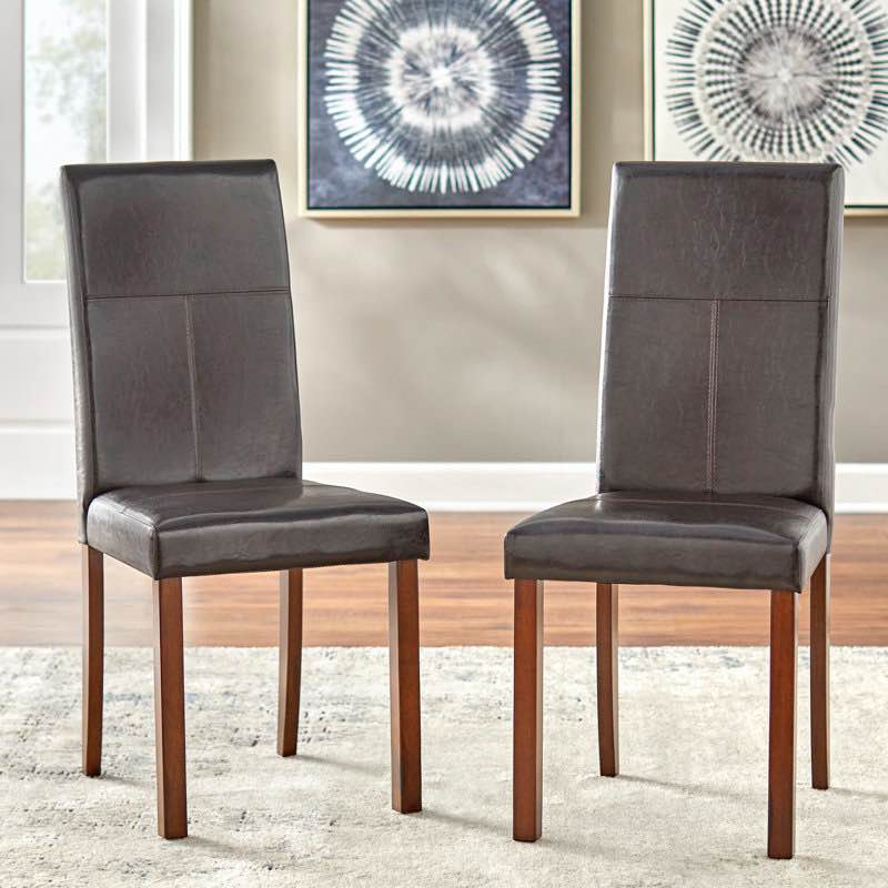 Raiens 18 H faux leather upholstered parsons chair ( set of 2)